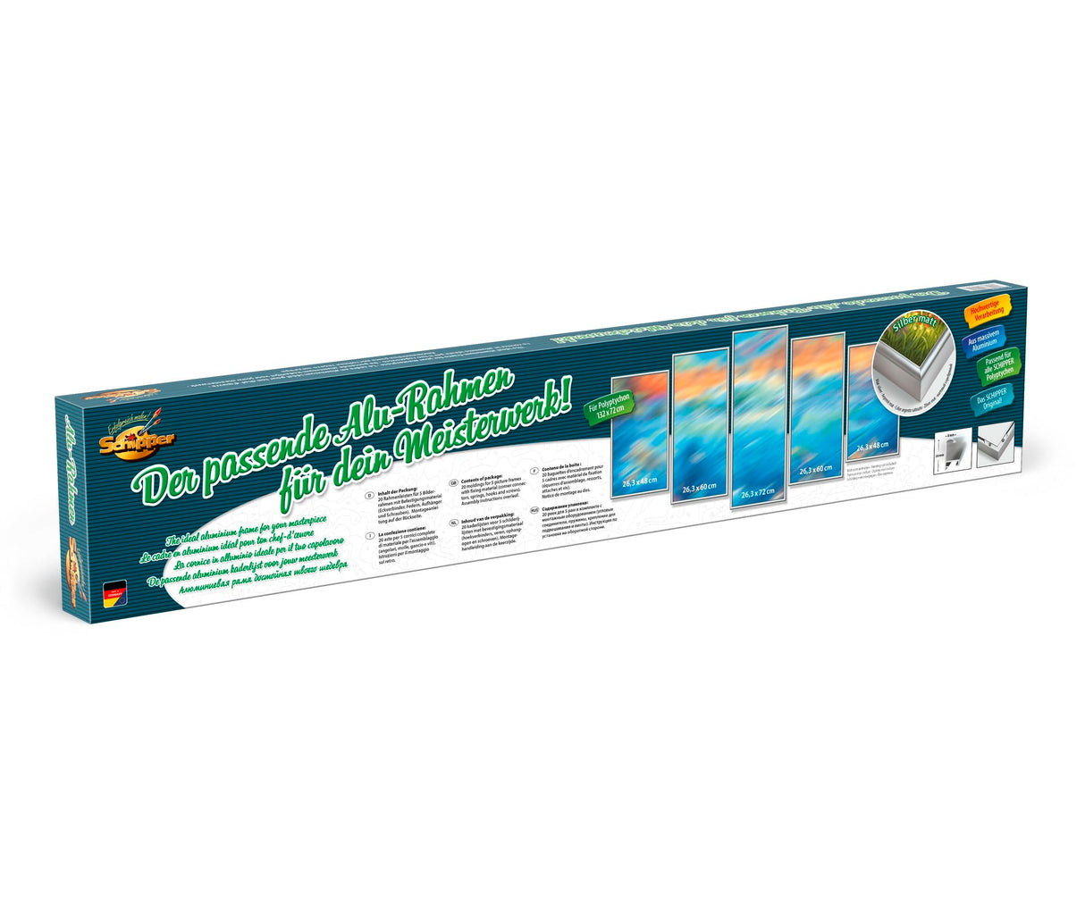 Schipper Maestra Pintura por números, Marco de Aluminio políptico 132 x 72 cm, Plata sin Cristal para su Obra de Arte, fácil Montaje, Color Plateado (605280901)
