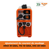 RURIS AS130FULL Welding Machine MMA/MIG/TIG + Accesorios: Mask, Hammer/Brush, Electrodos, Magnet, Gloves, Solar Welding Helmet, Apron, 0,8 mm Welding Wire.
