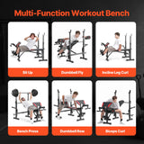 VEVOR Banco de Pesas Ajustable Multifuncional para Entrenamiento de Cuerpo Completo, Banco de Ejercicios de 300 kg para Entrenamiento de Fuerza en el Gimnasio en Casa, 1730 x 1370 x 1300 mm, Negro