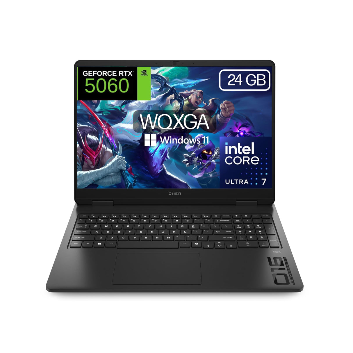 HP OMEN Slim - Ordenador portátil Gaming 16" 2.5K WQXGA (Intel Ultra 7-255H, 24GB RAM, 1TB SSD, NVIDIA RTX 5060, Windows 11 Home) Teclado QWERTY Español - Negro