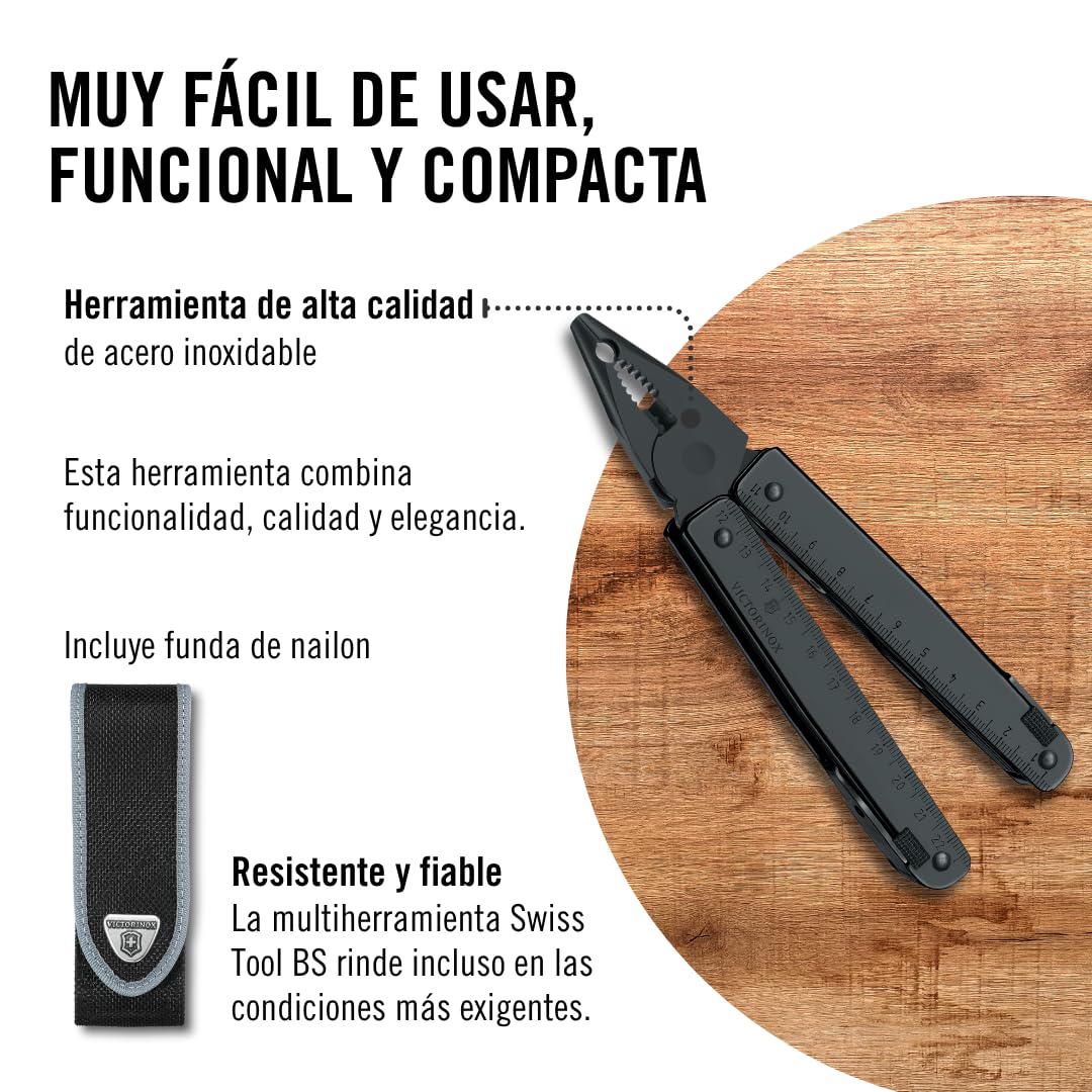 Victorinox Swiss Tool, Multiherramienta de Bolsillo Suiza, Multifunción, 27 Funciones, Hoja grande, Bloqueable