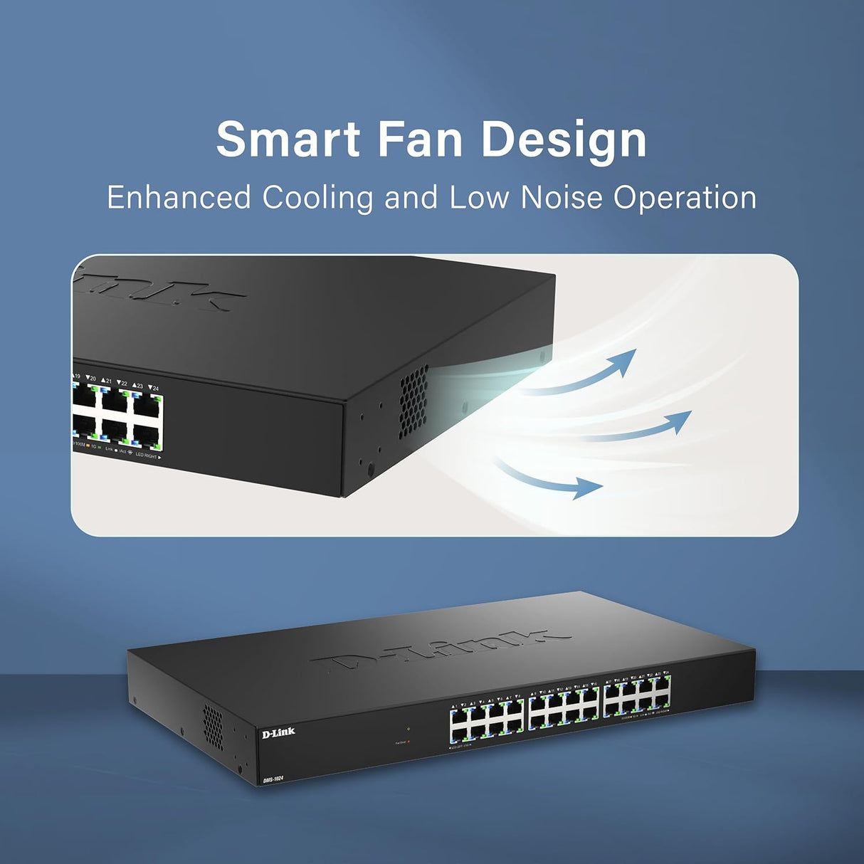D-Link DMS-1024 Switch No Gestionado de 24 Puertos Multi-Gigabit – Ethernet 2.5G, Plug & Play, QoS, IGMP Snooping, EEE, Carcasa Metálica, Montaje en Rack