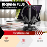 IRRADIO IR-SIGMA PLUS, Juego de auriculares inalámbricos BT para TV, música y juegos. Audio inmersivo, ecualización selectiva, modo BT o cableado, escucha compartida, distancia de transmisión hasta 30