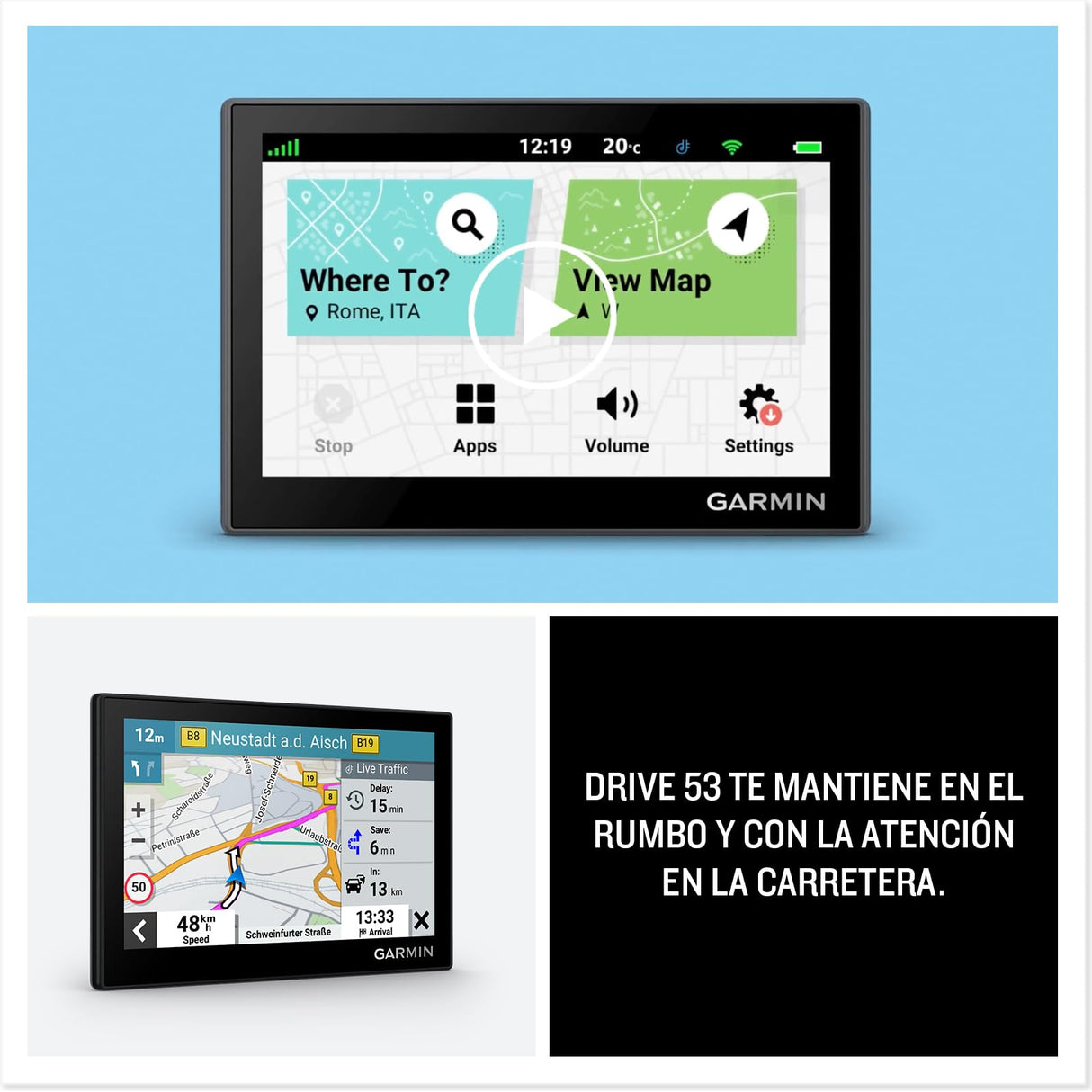 Garmin Drive 53 EU - Navegador GPS con mapas de por Vida, Pantalla de 5'' de Alta resolución y tráfico en Directo