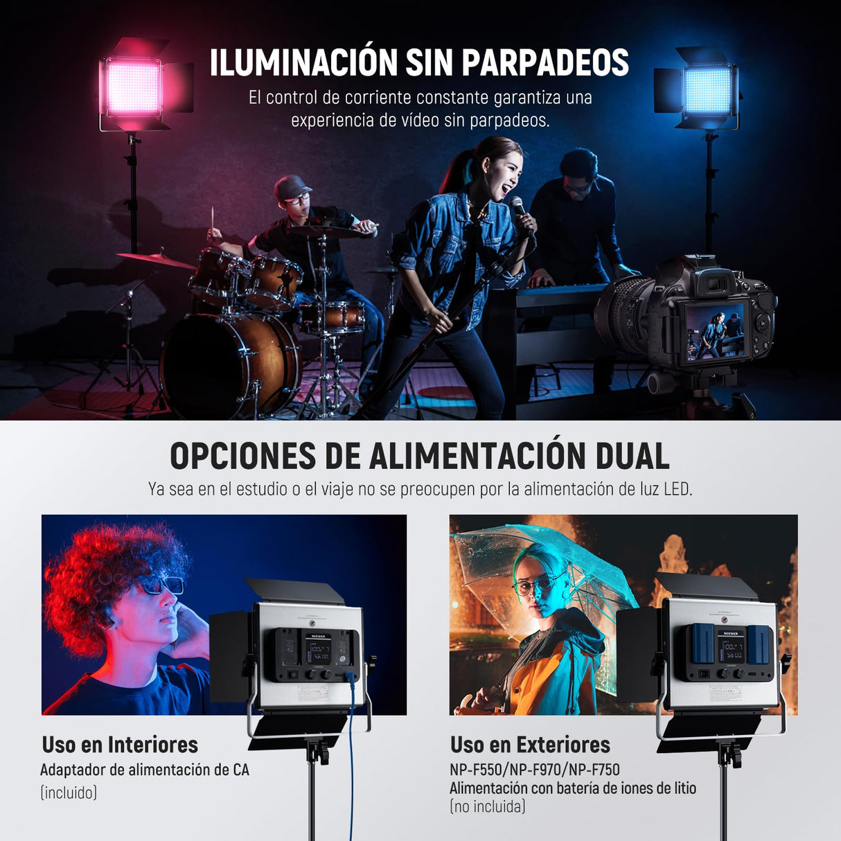 NEEWER 2 Pack 660 Pro RGB PANEL LED Video Luz con App Control Soporte Kit 360° Full Color 50W Dimmable Bicolor 3200K~5600K Video Iluminación CRI 97+ para Gaming/Streaming/Zoom/Youtube/Webex/Fotografía