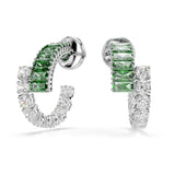 Swarovski Pendientes de aro Matrix, Tallas mixtas, Verdes, Baño de rodio