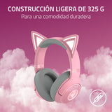 Razer Kraken Kitty V2 BT - Auriculares RGB inalámbricos por Bluetooth con orejas de gatito (Bluetooth 5.2, Diafragmas TriForce de 40 mm, Construcción ligera de 325 g) Quartz