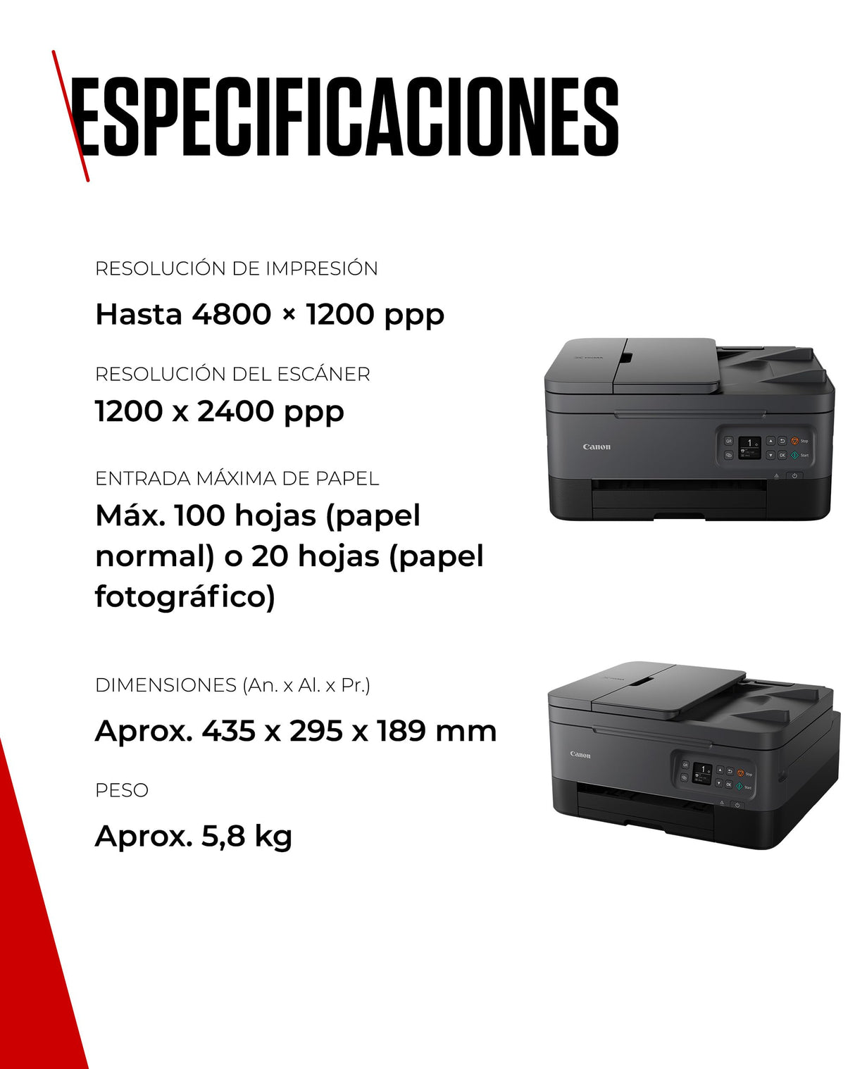 Canon Pixma TS7450i Impresora Multifunción 3 en 1, Sistema de Inyección de Tinta, Impresión, Escaneo y Copia, WiFi, Pixma Print Plan, Impresión a Doble Cara, ADF de 35 Hojas, Bandeja Posterior,Negro