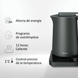 Haier Hervidor Inteligente Series 7 con Control de Temperatura por grado, Pantalla LCD, 6 programas automáticos, Mantener Caliente, Acero inoxidable, Ahorro de energía, 1,3 L, 2000 W, Gris
