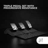 Mars Gaming MWH-RSX, Volante SimRacing con Force Feedback y Motor Dual, Set 3 Pedales con Resistencia Progresiva, Palanca Cambios en H y 12 Marchas, 14 Botones Personalizables, PC/PS4/Xbox Series X|S