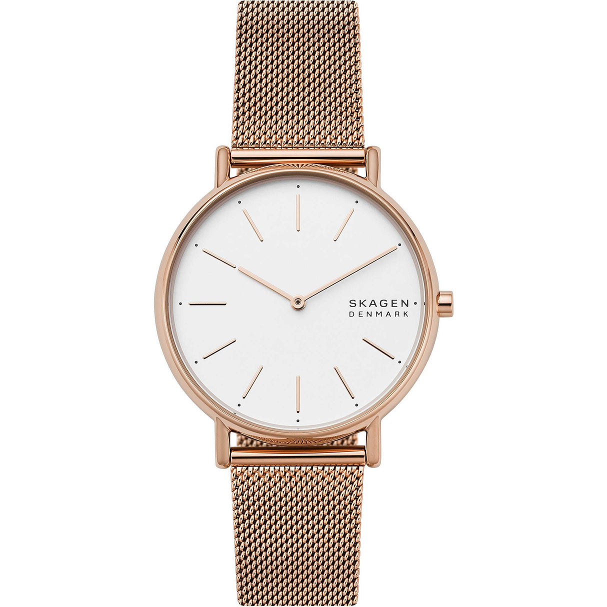 Skagen Signatur reloj para mujer, movimiento de cuarzo con correa de acero o piel, Dorado Rosado Y Blanco, 38MM