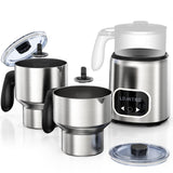 Livatro Espumador De Leche Eléctrico Con Doble Taza 600ml & 400ml, Espumador Leche Eléctrico Que No Quema La Leche, Lavavajillas,Acero Inoxidable,Para Leche Caliente Y Fría,Chocolate Y Comida De Bebé