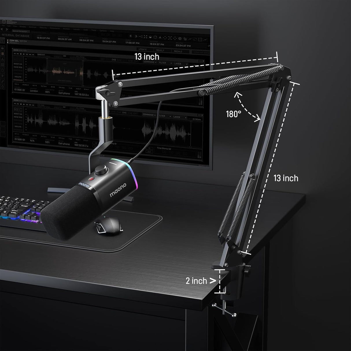 MAONO Micrófono dinámico para Juegos: micrófono dinámico USB XLR para computadora con Software-RGB para PC, Kit de micrófono para Gamer-Podcast, para Estudio de grabación de Streaming