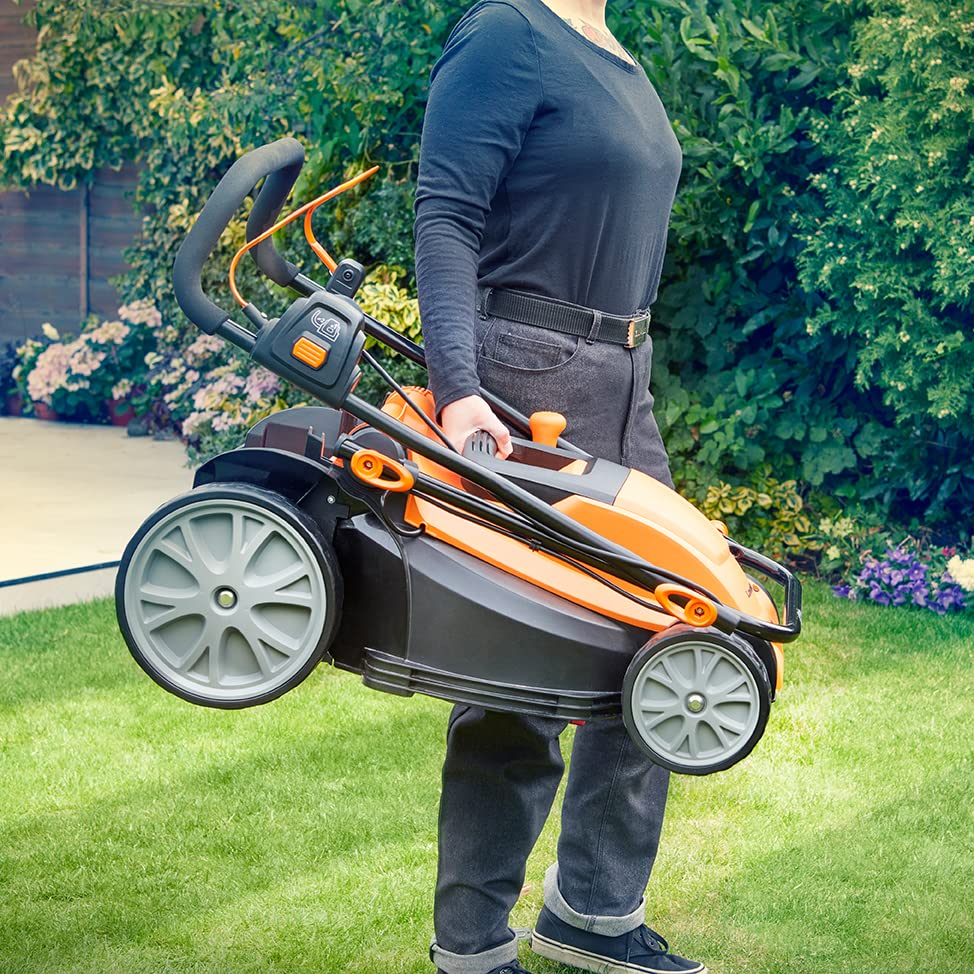 LawnMaster MEB1840M Cortacésped Eléctrico1800W 40cm, Altura de Corte 6 Niveles 20-70 mm, Bolsa de Recogida de 42L