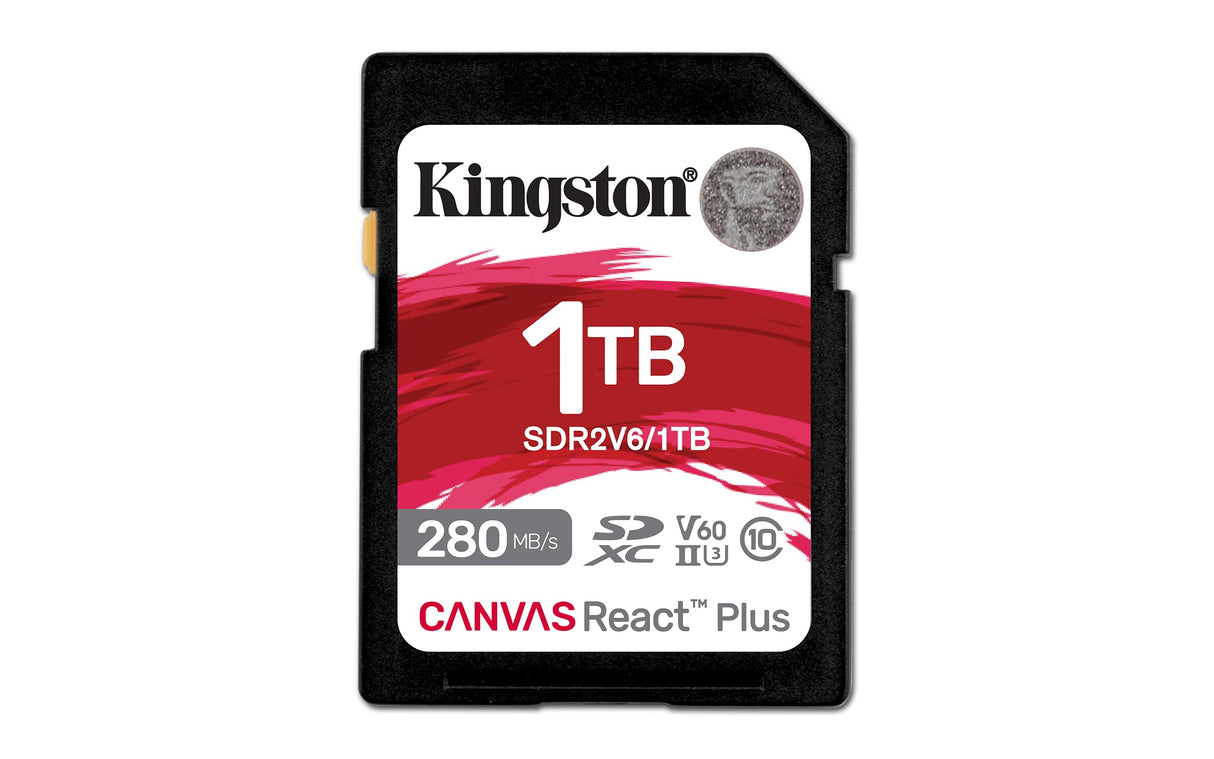 Kingston Canvas React Plus V60 SD 1TB SDXC UHS-II 280R/150W U3 V60 for Full HD/4K