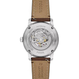 Fossil Reloj Analógico para Hombre de Automático con Correa en Cuero ME3264, Marrón Madera