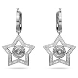 Swarovski Pendientes de Aro Stella para Mujer, con Baño de Rodio, Cristales Blancos, Colección Stella de Swarovski