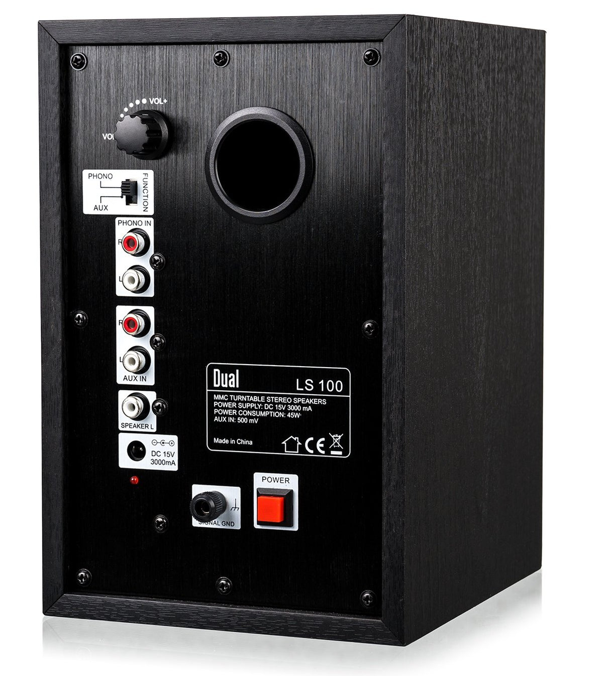 Dual Juego de altavoces activos LS 100 (entrada fono, amplificador integrado para tocadiscos, par) Negro