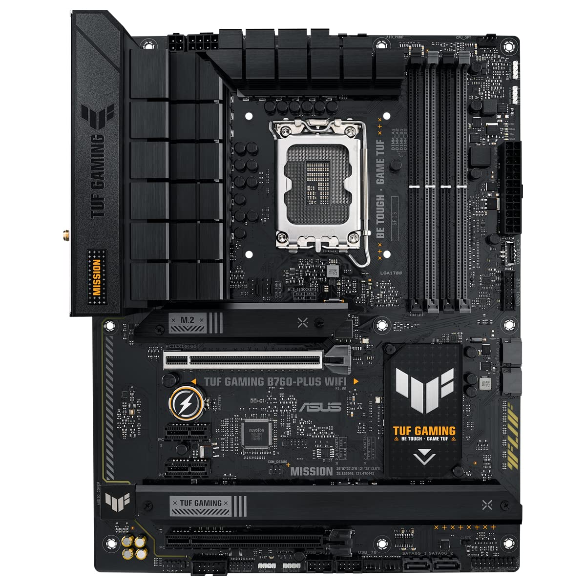 TUF Gaming B760-PLUS WiFi - Placa Base ATX Intel B760 (LGA 1700) con DDR5, Ranura PCIe 5.0, 3X PCIe 4.0 M.2, 12+1 DrMOS, 2.5Gb Ethernet, DisplayPort, HDMI, USB 3.2 Gen 2 Tipo C, Aura Sync