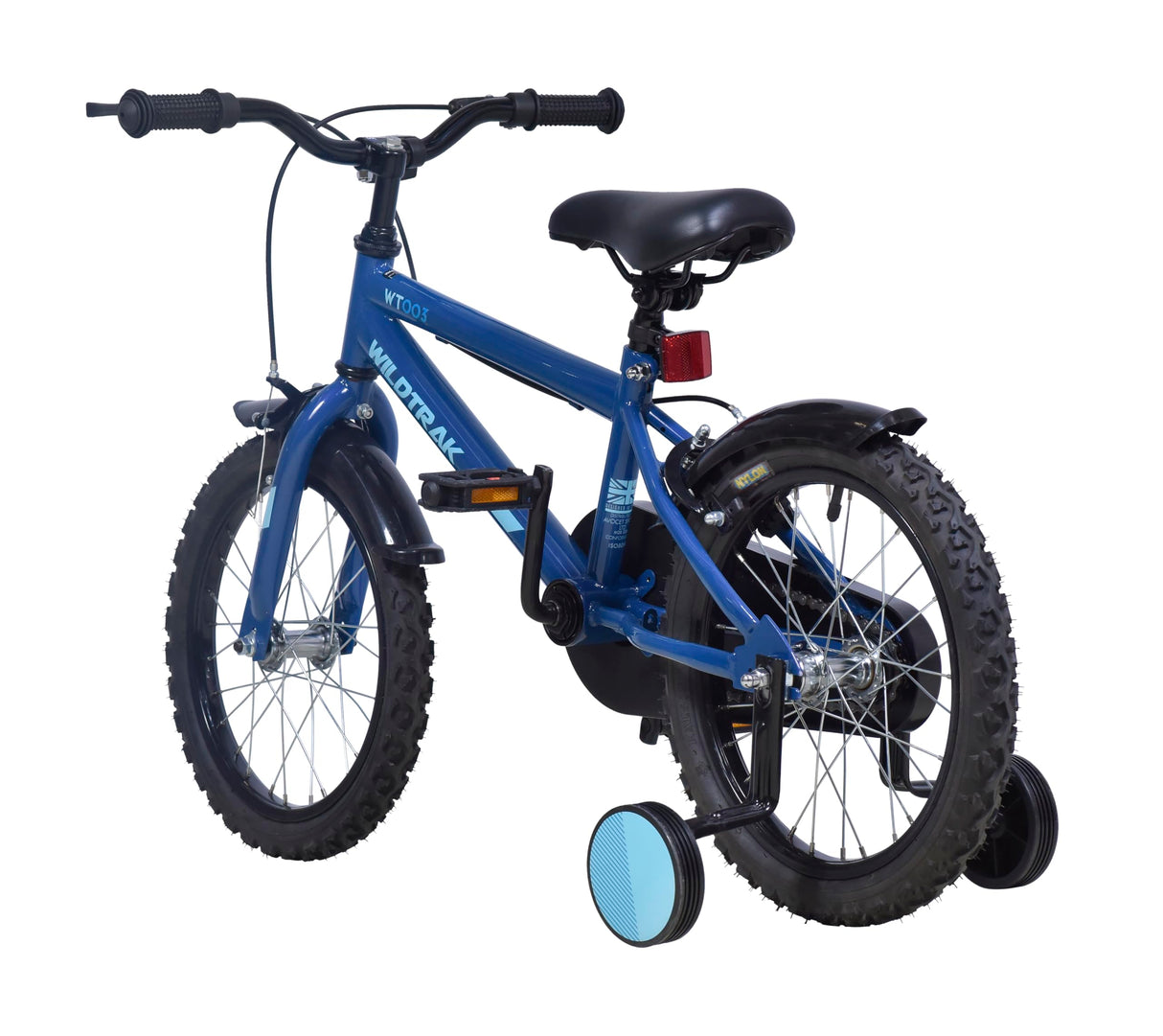 Wildtrak - Bicicleta 16 pulgadas para niños de 3 a 7 años con ruedines con ruedines - Azul