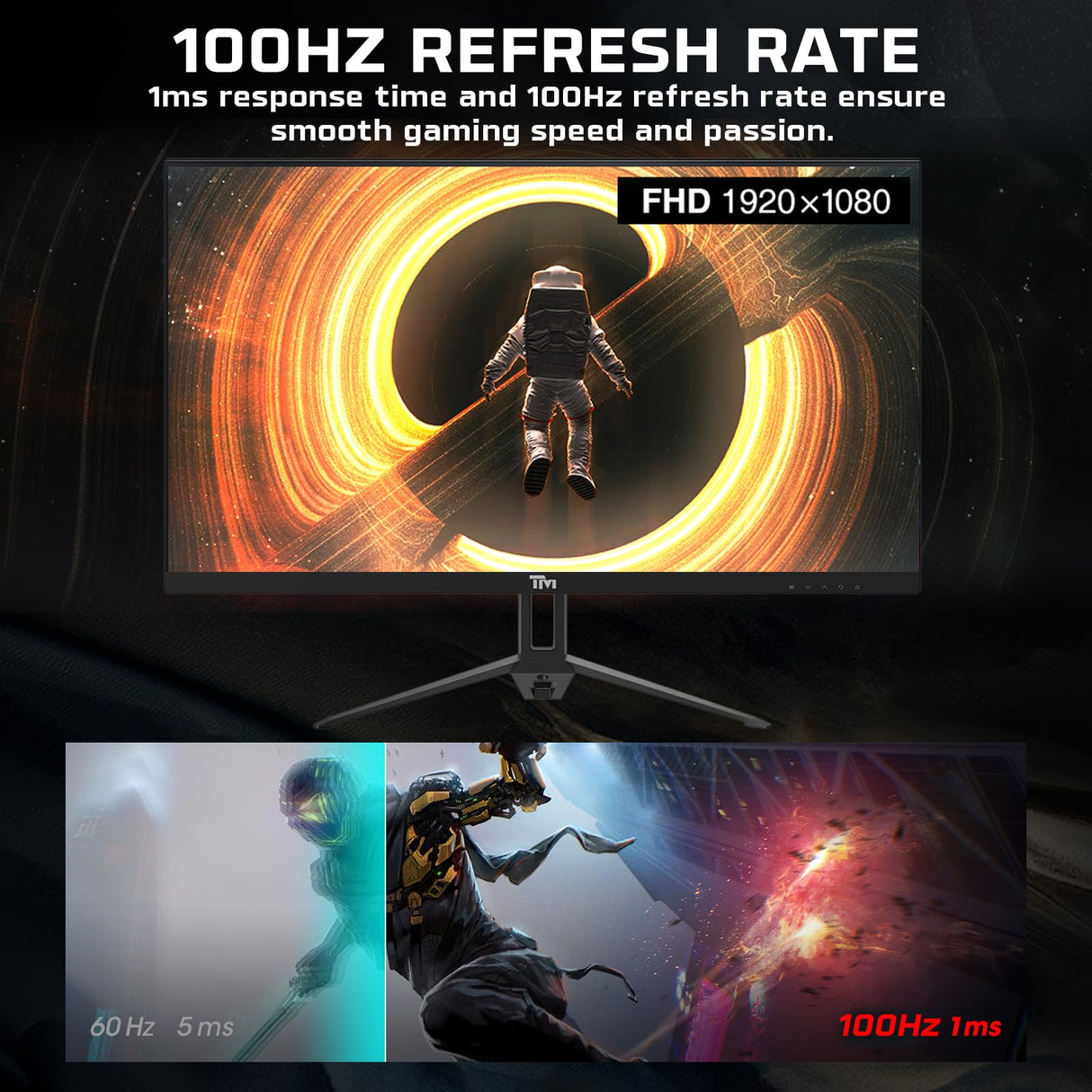 Twisted Minds Monitor para Gaming, Pantalla de 22 Pulgadas Fast IPS - Resolución 1920 x 1080 FHD, frecuencia actualización 100 Hz, relación Aspecto 16:9, Tiempo Respuesta 1 ms - Negro (TM22FHD100IPS)