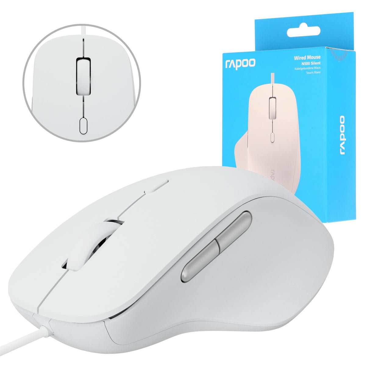 RAPOO Mysz przewodowa n500 biała Marca