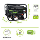 Tecnoware Power Systems - Generador de Corriente 4200 VA, Motor Gasolina 4 Tiempos, Arranque Eléctrico y Manual, Depósito 15L, Compacto y Portátil, Ideal para Camping y Construcción