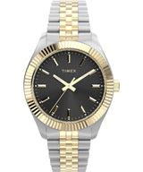 Timex Trend Reloj para Mujer, Pulsera de Acero Inoxidable Bicolor, Esfera Negra, Caja Dorada, 36 mm, TW2Y27900