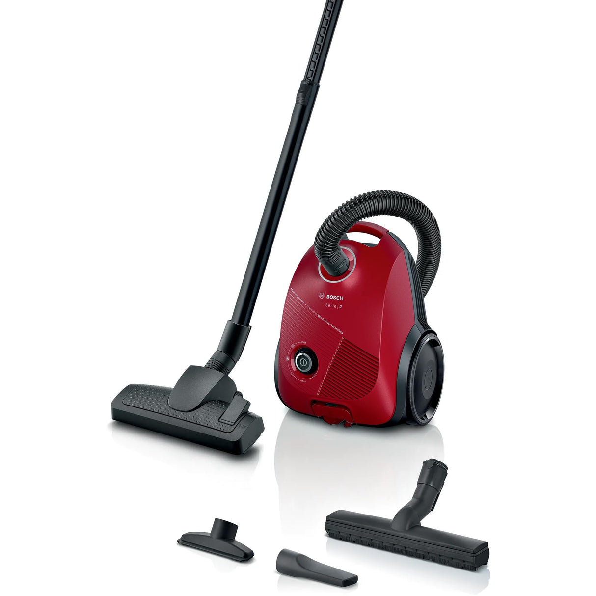 Bosch - Aspirador de Trineo con Bolsa, Serie 2, 600 W, 3.5 litros, 80 dB, Rojo, BGBS2RD1H