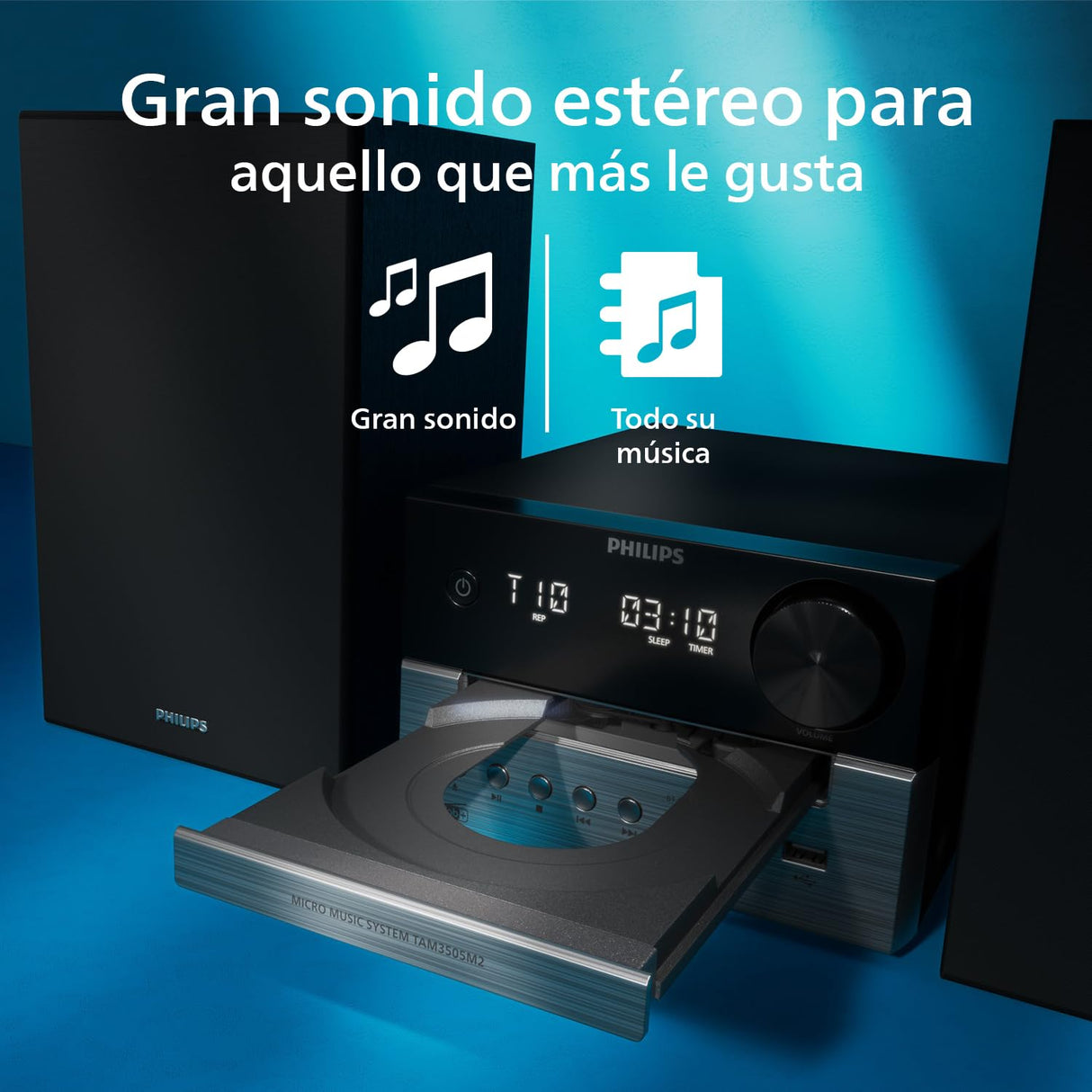 Philips TAM3505M2 Hi FI Micro System, Bluetooth, CD Player, USB, FM Radio and Auracast Dab, 85% Post-Consumer Recycled Materials