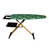 Tabla de Planchar GoldWoodVIP- 130x47 cm XXL, Madera Natural y Aluminio, Altura Regulable 98 cm, Estable, Ligera y Resistente, Ruedas, Soporte centro planchado + Bandeja para ropa, Fabricada en Europa