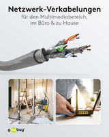 Goobay 96095 Cable de red CAT 6 A cable de instalación 305m CAT 6A cable de conexión S/FTP cable Ethernet sin halógenos sin enchufe Cable LAN gris 350 metros