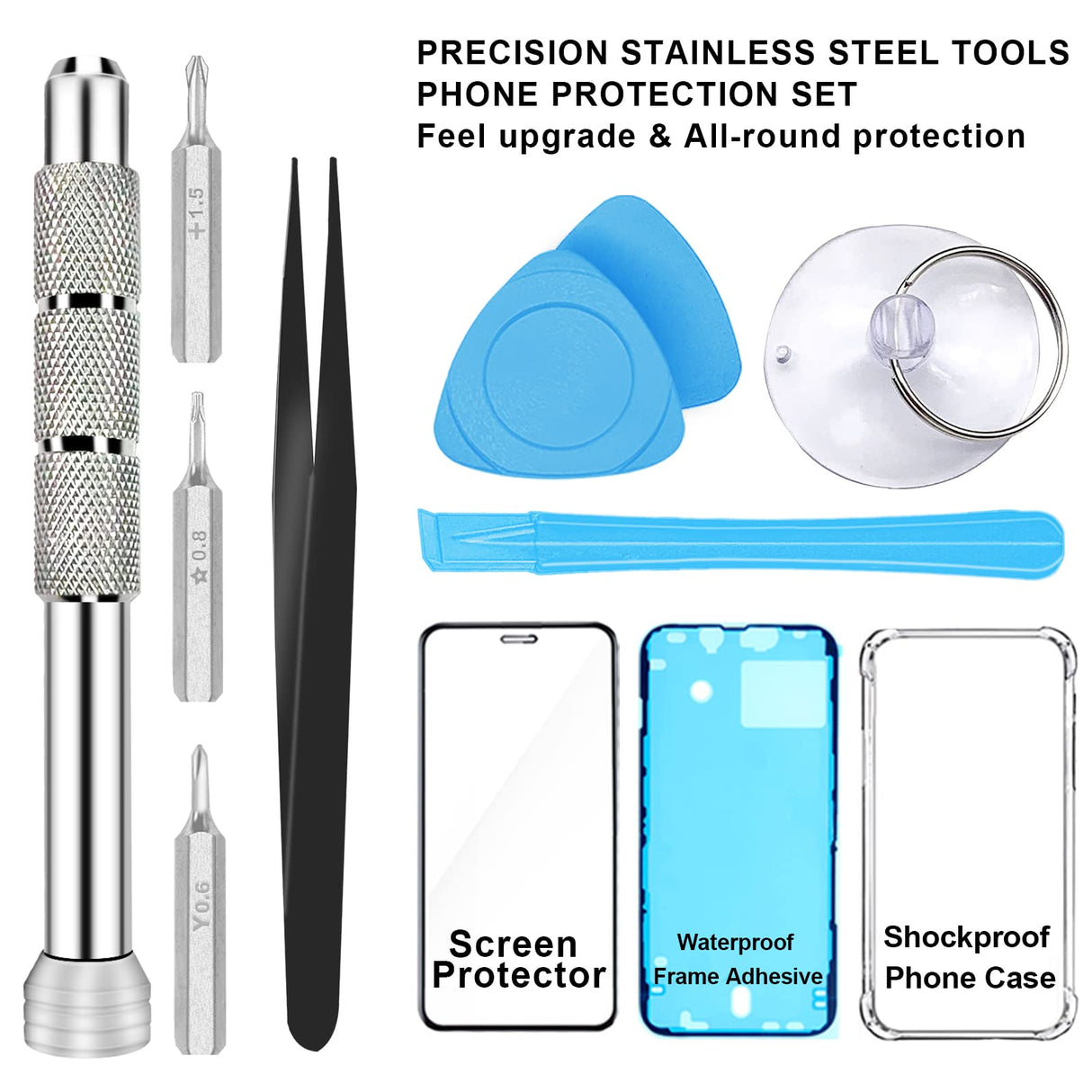 Seafree para iPhone X Pantalla de reemplazo 3D Touch Pantalla LCD digitalizador Conjunto Completo + Herramientas de reparación + Protector de Pantalla + TPU Caso + Sello a Prueba de Agua 5.8 Pulgadas