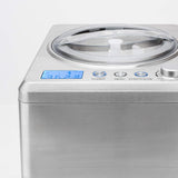 H.Koenig HF340 Máquina Para Hacer Helados Caseros y Sorbetes Profesionales, Heladera Con Compresor, 180 W, 2 Litros, Preparación 30 Mins, Pantalla LCD, Conservación En Frío, Acero Inoxidable