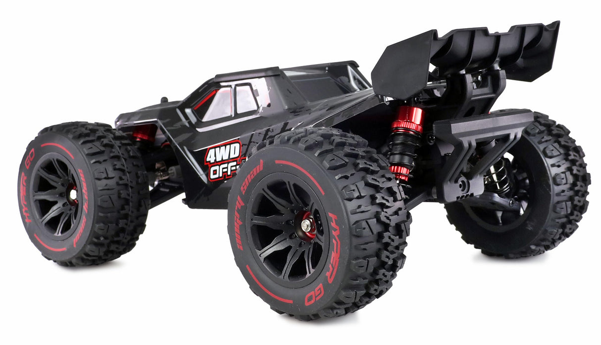 Amewi Hyper GO Truggy sin escobillas 4WD 1:14 RTR Negro Incluye Barra de Ruedas, Piezas de Repuesto, carrocería Dorada