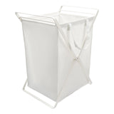 Yamazaki Home Laundry - Cesta de ropa para el hogar, forro de acero + algodón, aleación, blanco, L