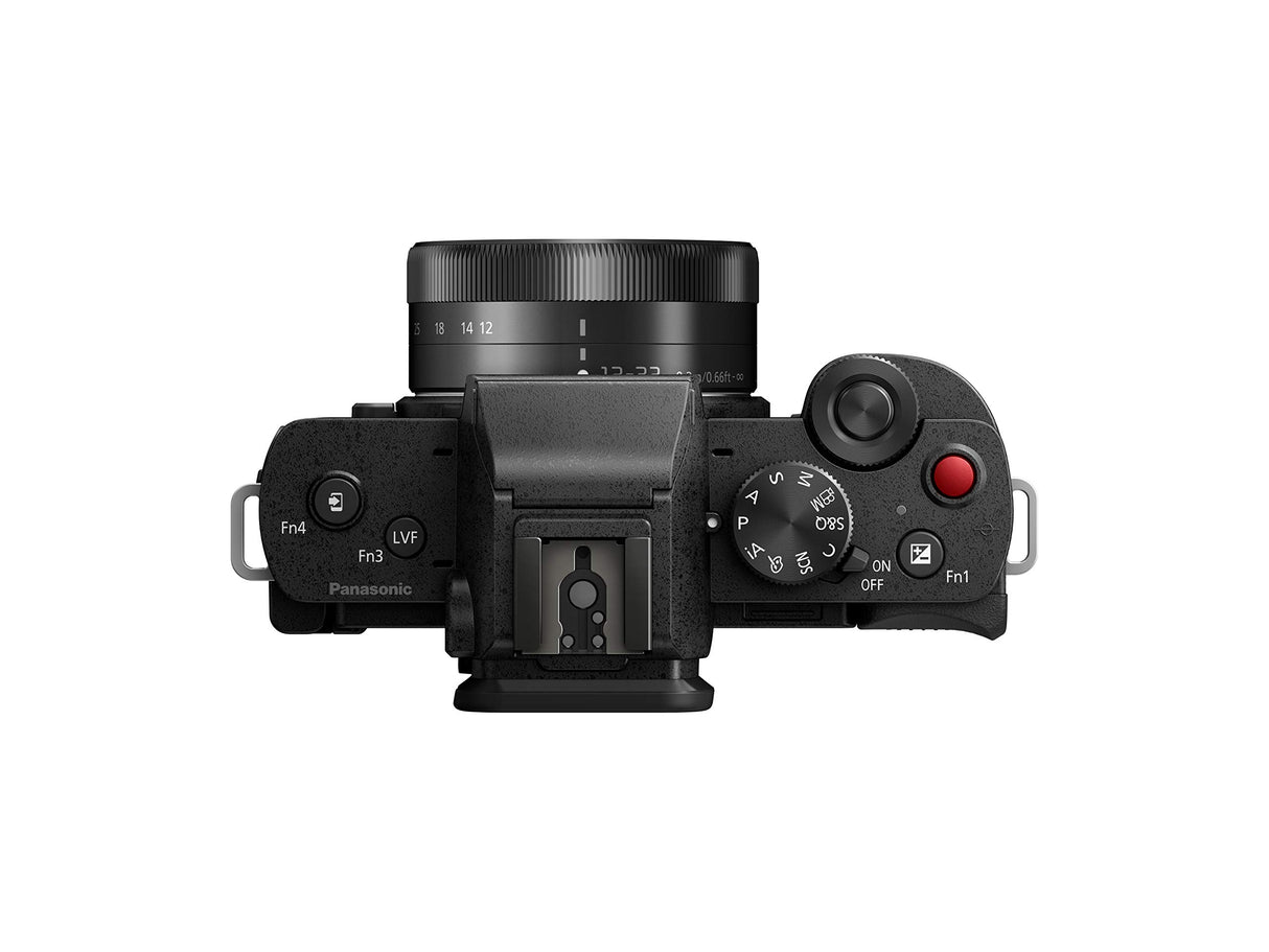 Panasonic Cámara de sistema Lumix DC-G110VEG-K (20 MP, 4K, estabilizador de imagen, táctil de 7,5 cm, objetivo de 12-32 mm, empuñadura de trípode, negra)