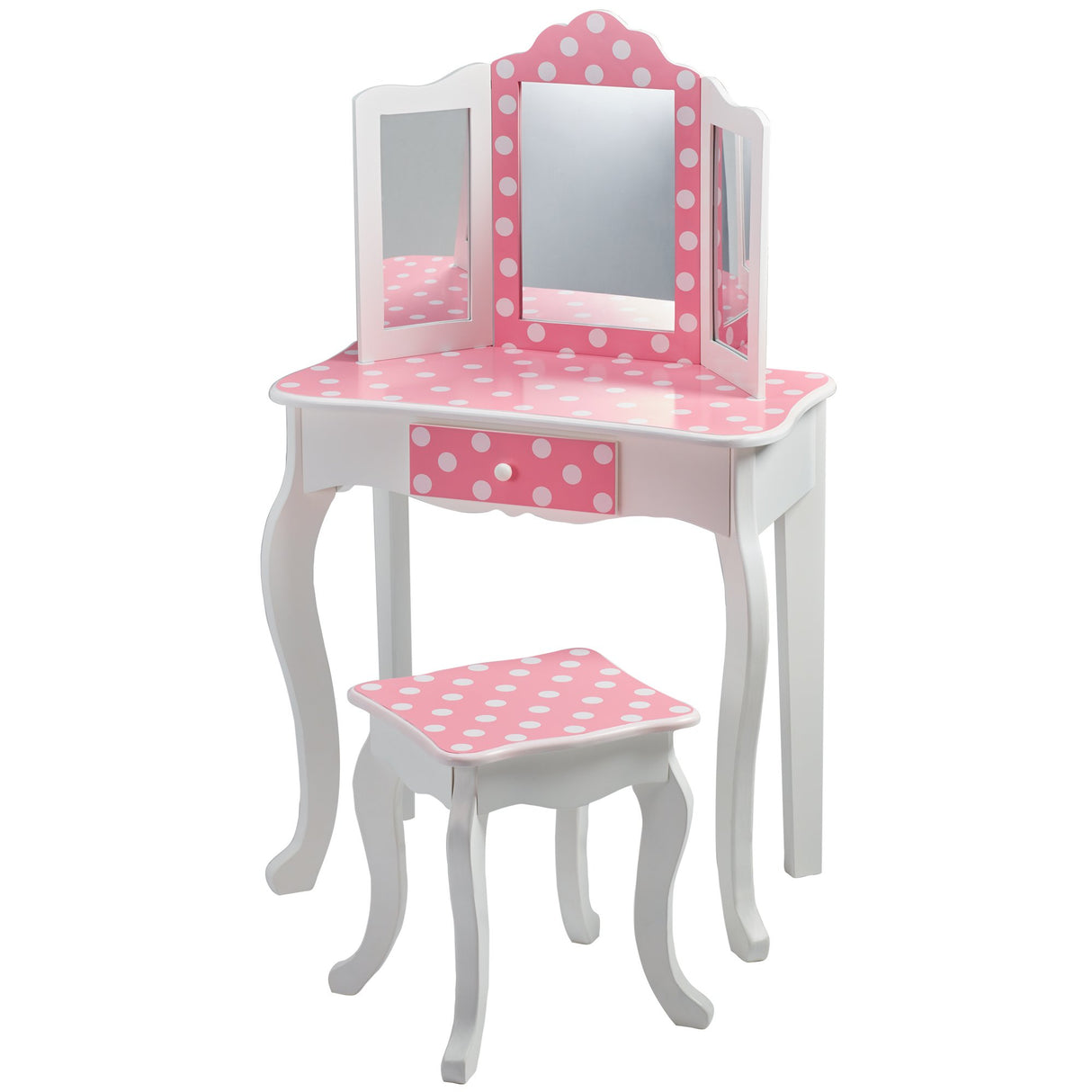 Mesa de Tocador Rosa de Madera con Espejo y Taburete de Teamson Kids TD-11670F