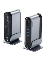 Baseus Docking Station USB C 3 Monitores 4K@60Hz [17 en 1] Adaptador Hub USB con 2 HDMI, DisplayPort, 3 USB-A3.0 5Gbps, 2 USB-C3.0, PD 100W, Gigabit Ethernet para HP/Lenovo/Dell/Macbook/Surface Laptop