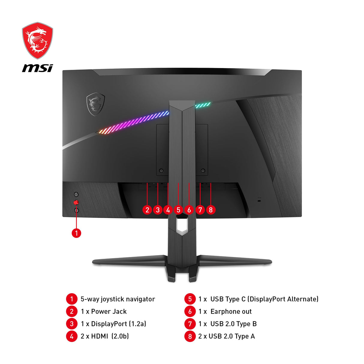 MSI mag 325CQRF QD, Monitor Gaming Curvo 31.5", 2560 x 1440 (WQHD), 170 Hz, 16:9, 300 nits, 1 ms de Respuesta, Curva 1000R, Negro
