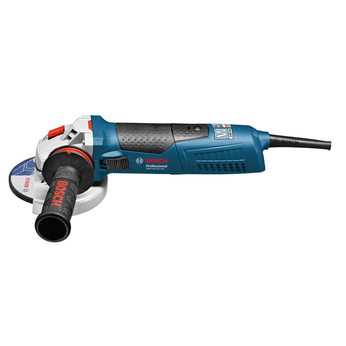 Bosch Professional GWS 19-125 CIE - Amoladora angular (1900 W, Ø 125 mm, vel. regulable, Antivibration, KickBack-Stop, en caja)