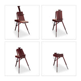 Relaxdays Caballete Portátil de Madera, 35 Piezas, Set de Pinceles, Paleta, Lienzo, Acuarela, Óleo y Acrílico, Marrón, Aluminio, 180 x 100 x 70 cm