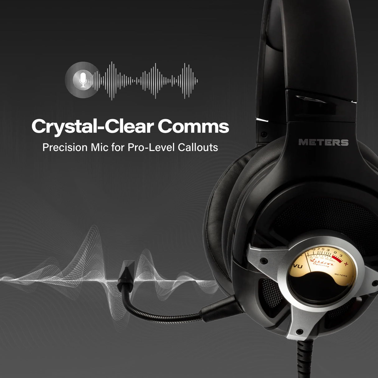 Meters M-Level-UP, Auriculares para Juegos, Sonido Envolvente 7.1, micrófono Desmontable, potentes Controladores de 50 mm, Control Remoto en línea, RGB Personalizado Brillante y VU único, Compatible