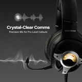Meters M-Level-UP, Auriculares para Juegos, Sonido Envolvente 7.1, micrófono Desmontable, potentes Controladores de 50 mm, Control Remoto en línea, RGB Personalizado Brillante y VU único, Compatible