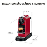 Krups Nespresso Citiz XN7415 - cafetera de cápsulas monodosis, con 19 bares de presión, thermoblock, función automática con botones retroiluminado, color granate, modo Eco, Incluye kit bienvenida