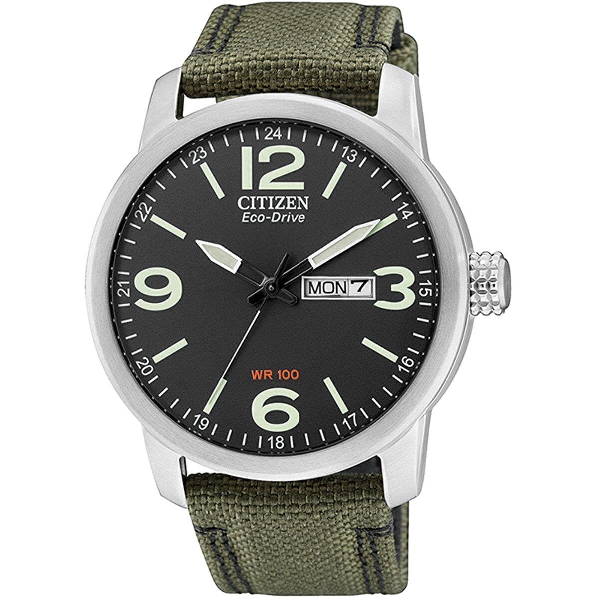 Citizen Reloj Analógico para Hombres de Eco-Drive con Correa en Tejido