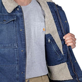 Carhartt Chaqueta de entretiempo para hombre, corte relajado, vaquero, forro Sherpa, Beech, S