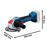 Amoladora angular a batería GWX 18V-8 con Bosch Professional 18V System y X-LOCK (incl. empuñadura auxiliar, cubierta de protección)