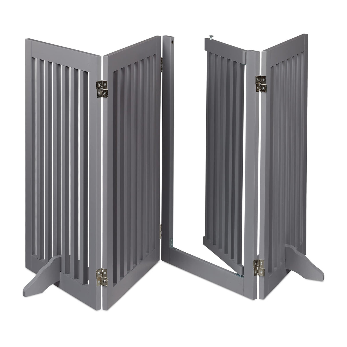 Relaxdays Barrera Seguridad Niños, Valla Protectora, Puerta, 92x206cm, Plegable, Cerca Protección Bebés, Perros, Gris