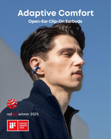 Soundcore AeroClip de Anker, Auriculares Open-Ear, Comodidad de Adaptación, Llamadas Nítidas con 4 Micrófonos con IA, Ajuste Estable, Altavoces de 12 mm para un Sonido Claro, Forma de Anilla Abierta